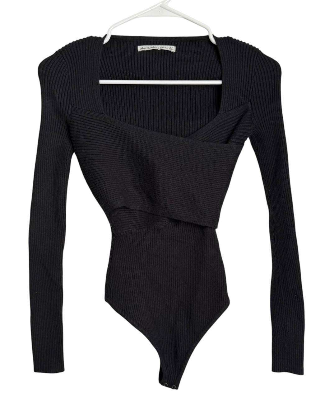 Abercrombie & Fitch LuxeLoft Wrap
Bodysuit Size XS Black Ribbed Knit Long Sleeve - Picture 2 of 11